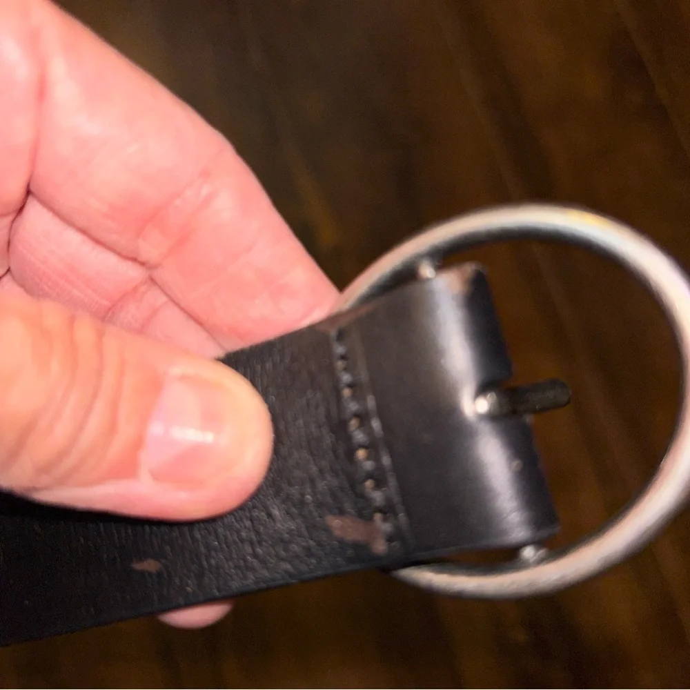 American Eagle Vintage Black leather belt with silver buckle size XS